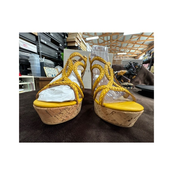 Sun + Stone Yellow Braided Platform Sandals size 10 - Picture 3 of 10